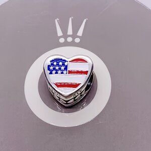 Pandora USA Country Heart Flag Charm Rhode Island Flag heart Charm Pendant
